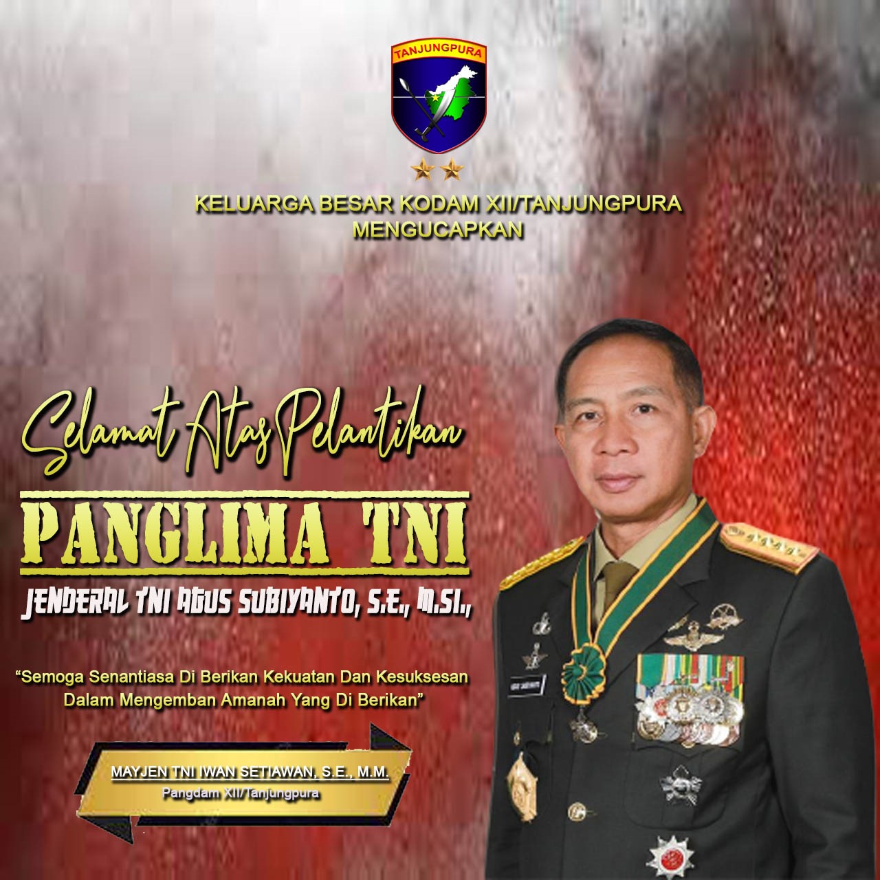Panglima TNI : Jenderal TNI Agus Subiyanto, S.E., M.Si.