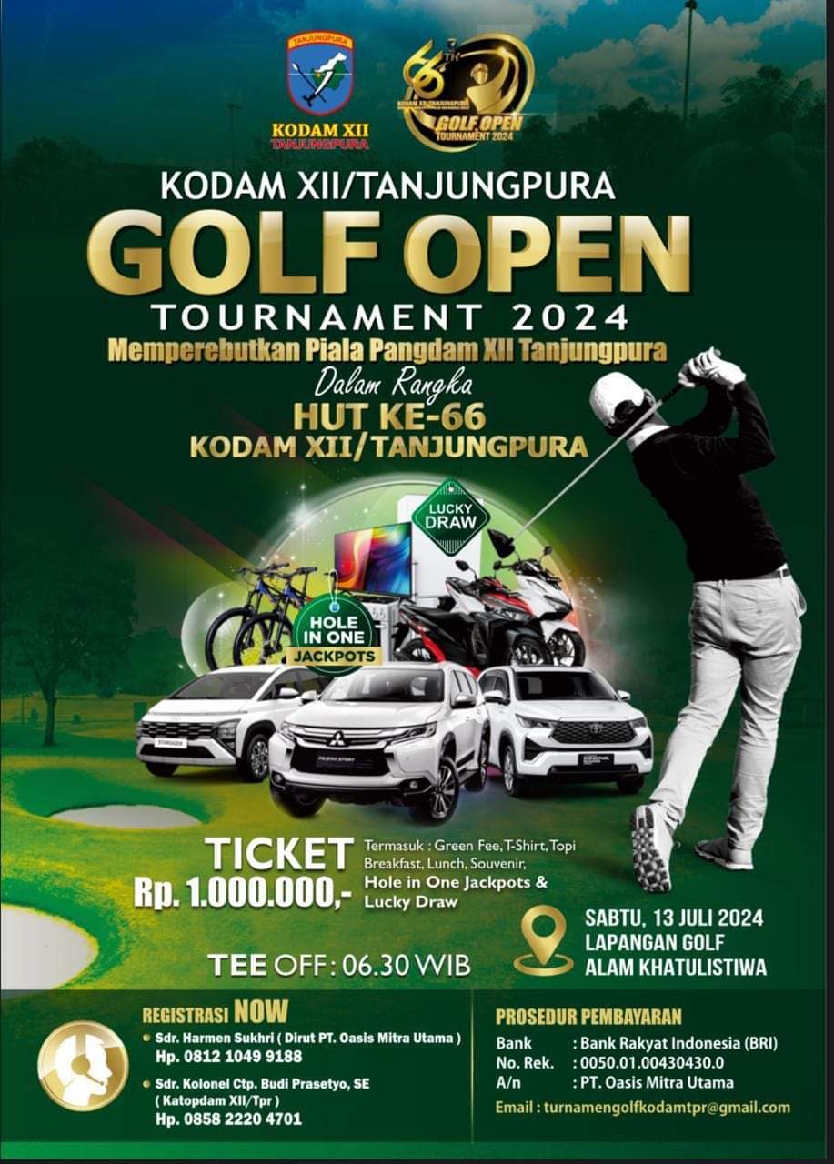 Ikuti Kodam XII/Tanjungpura Golf Open Tournament 2024
