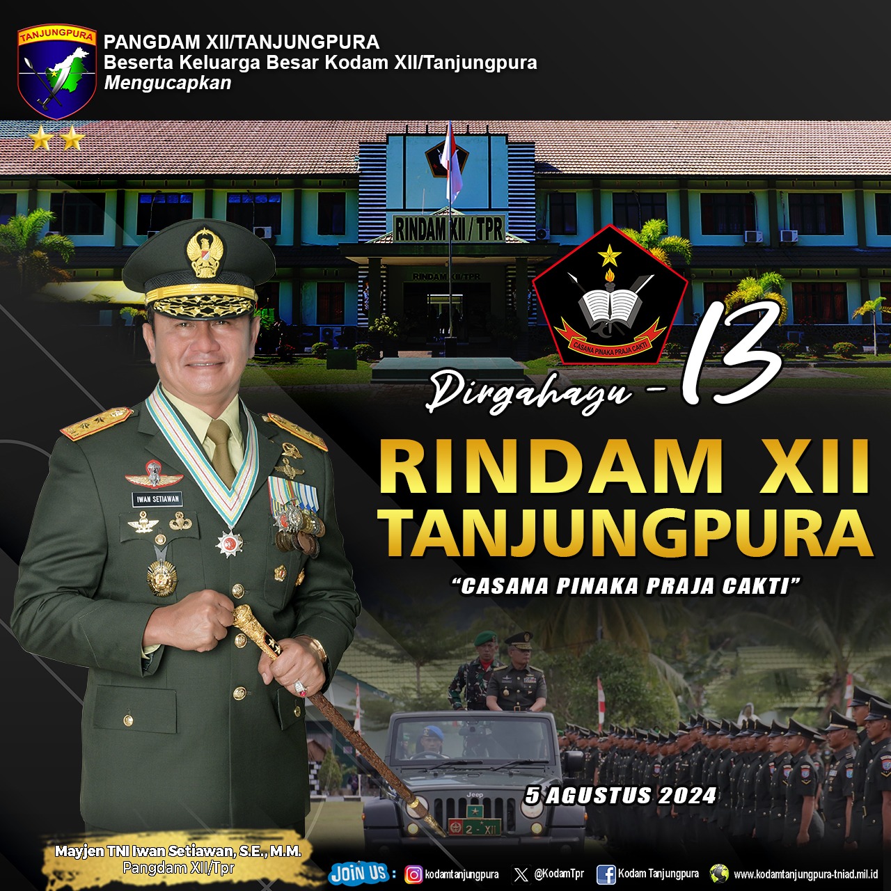 Dirgahayu Rindam XII Tanjungpura