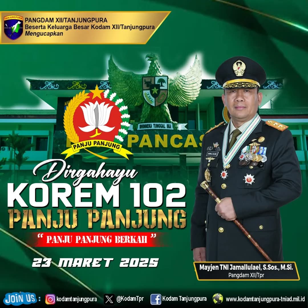Dirgahayu Korem 102 Panju Panjung