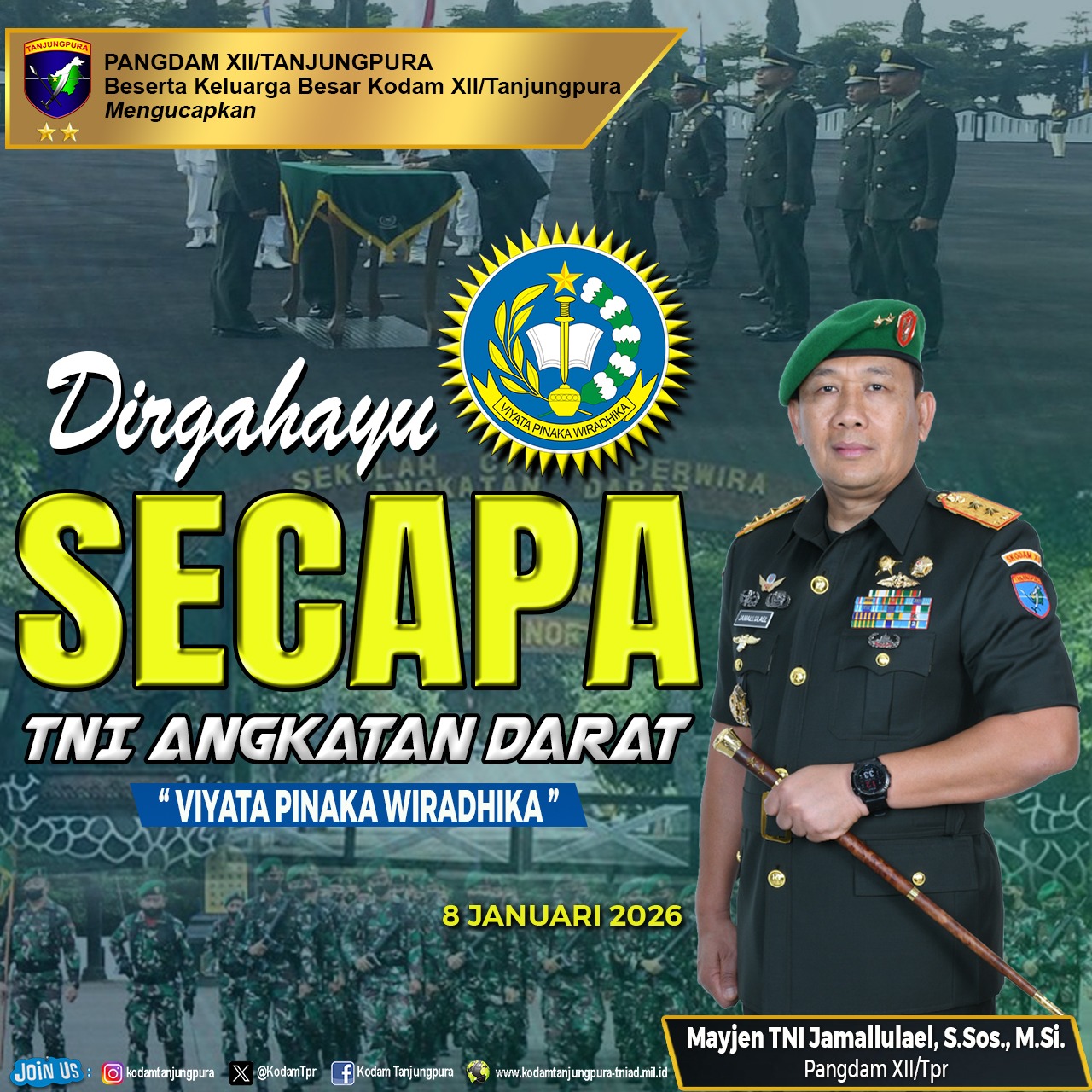 Dirgahayu Secapa TNI Angkatan Darat”VIYATA PINAKA WIRADHIKA”