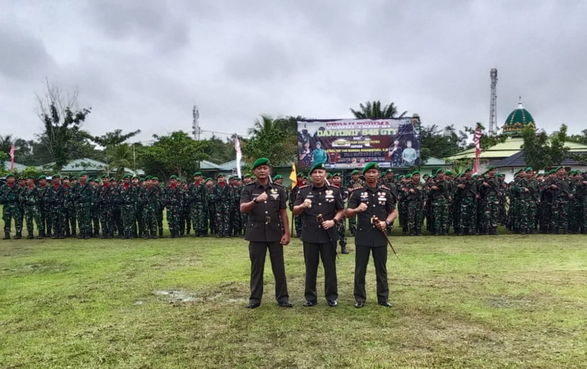 Estafet Kepemimpinan Penjaga Perbatasan: Danbrigif 19/KH Pimpin Sertijab Danyonif 645/Gty
