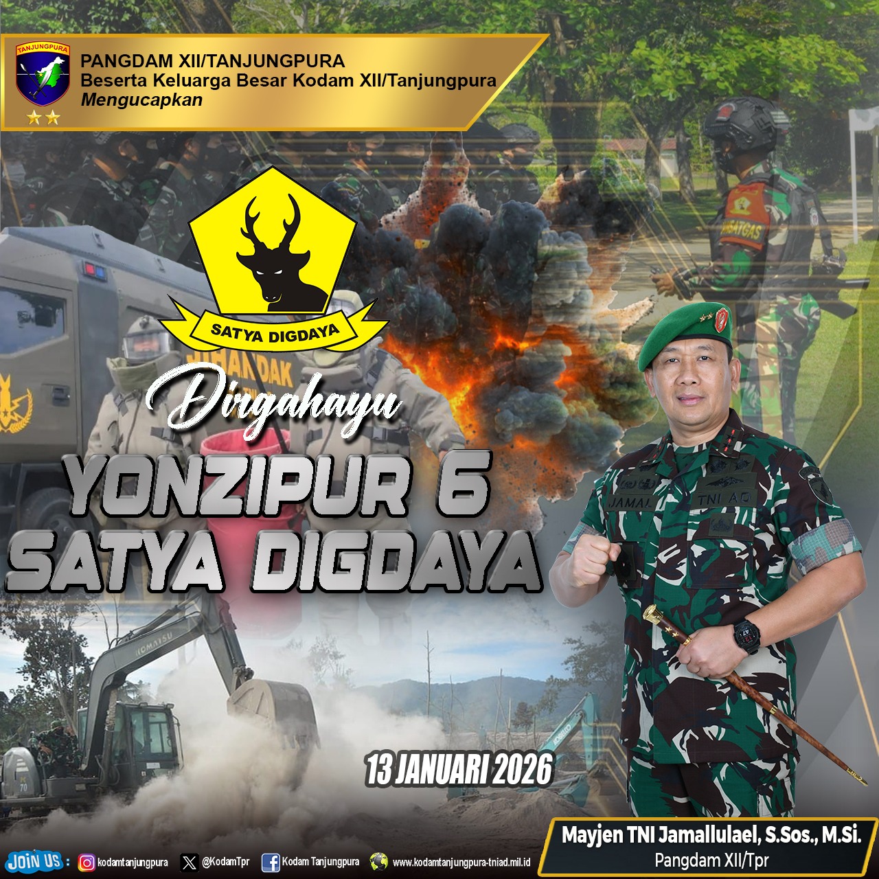 Dirgahayu Yonzipur 6 Satya Digdaya