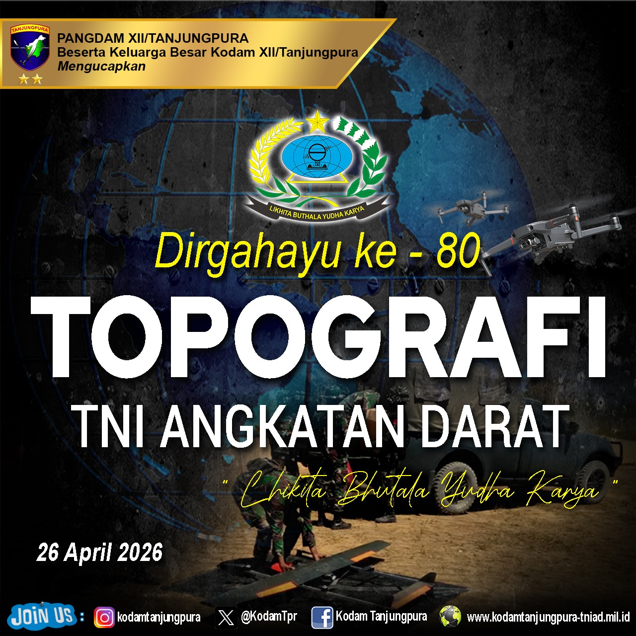 Dirgahayu Ke-80 Topografi TNI Angkatan Darat